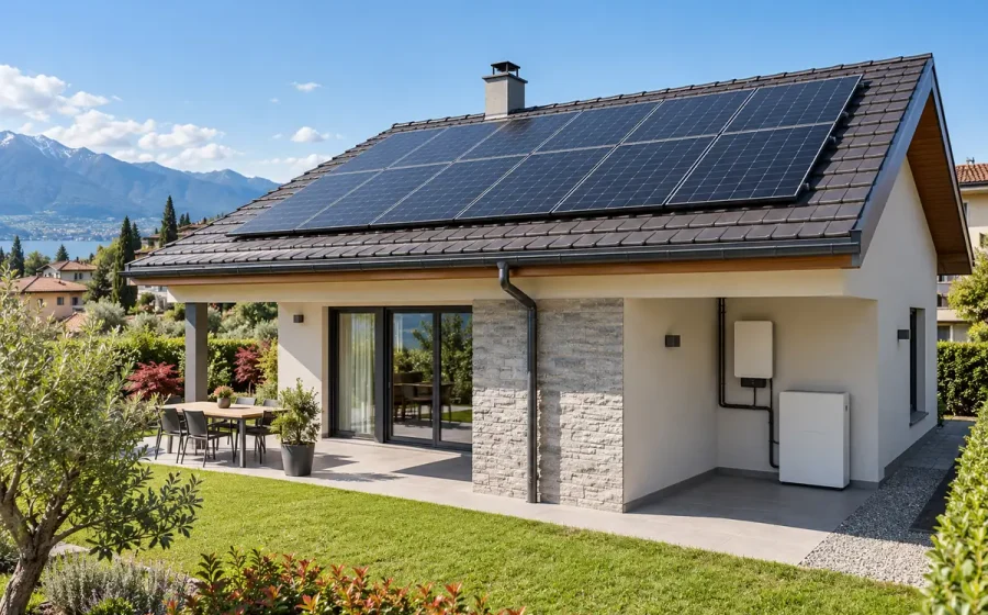 Impianto fotovoltaico residenziale da 6 kW con inverter e sistema di accumulo