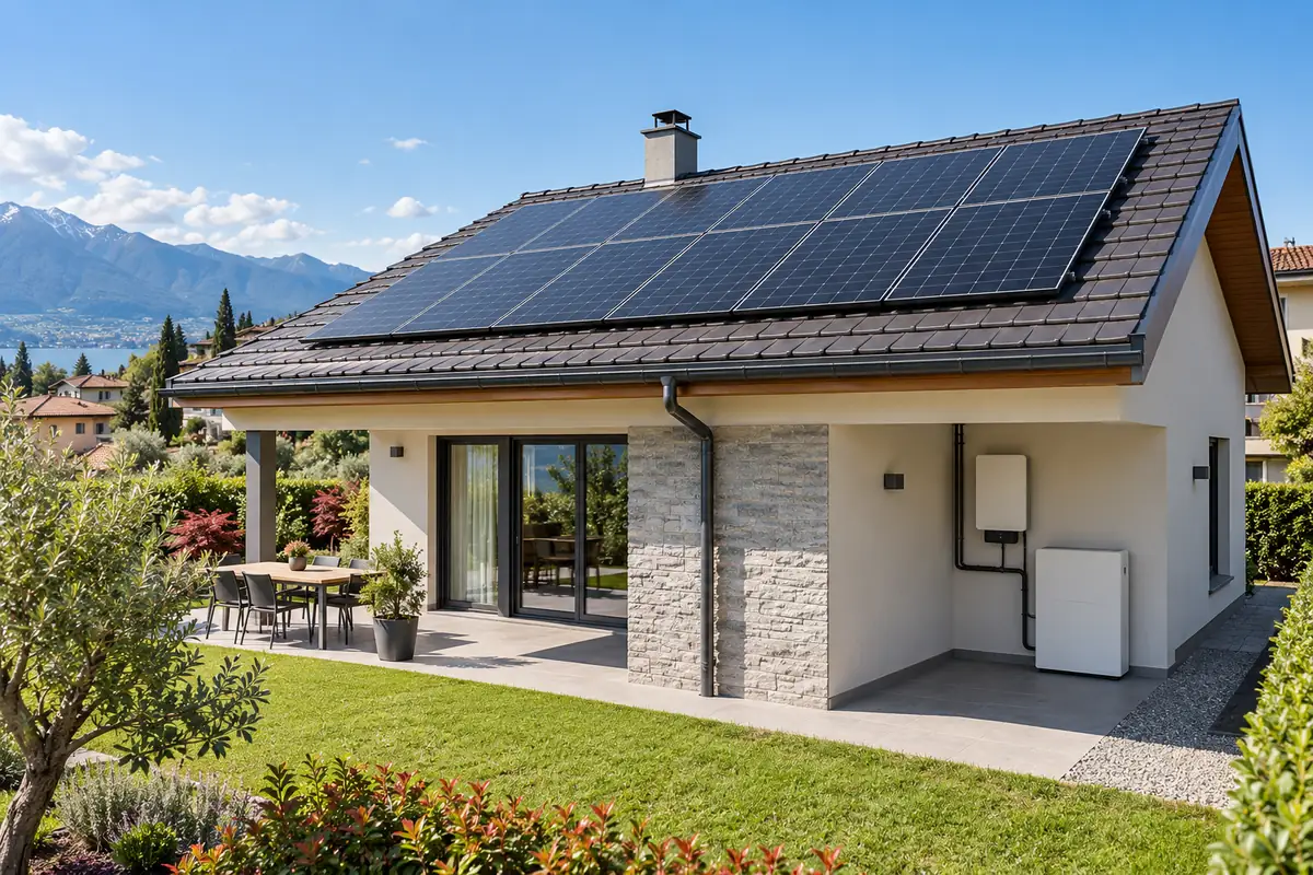 Impianto fotovoltaico residenziale da 6 kW con inverter e sistema di accumulo